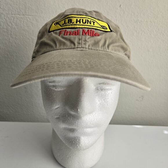 JB Hunt Logo Yellow Final Mile Adjustable Dad Hat Baseball Cap Embroidered Khaki - Picture 2 of 6